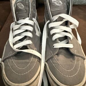 Vans Gray High Top Woman Shoes with White Laces